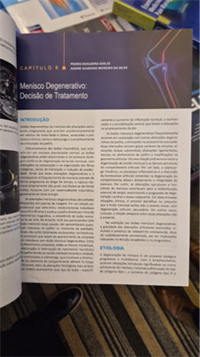 Registro do capítulo sobre lesões degenerativas do menisco.