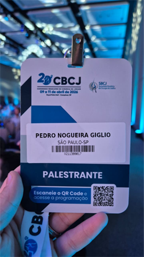Registro do Congresso Brasileiro de Cirurgia do Joelho, onde o tema foi apresentado no curso de tratamento da dor.